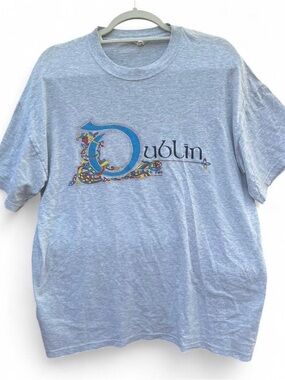 Vintage Best Dublin Graphic Crew Neck T-Shirt - Light Gray